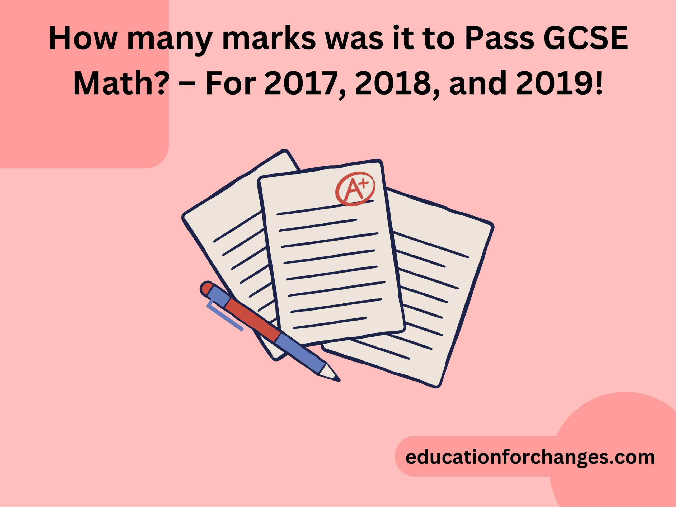 How many marks was it to Pass GCSE Math – For 2017, 2018, and 2019!