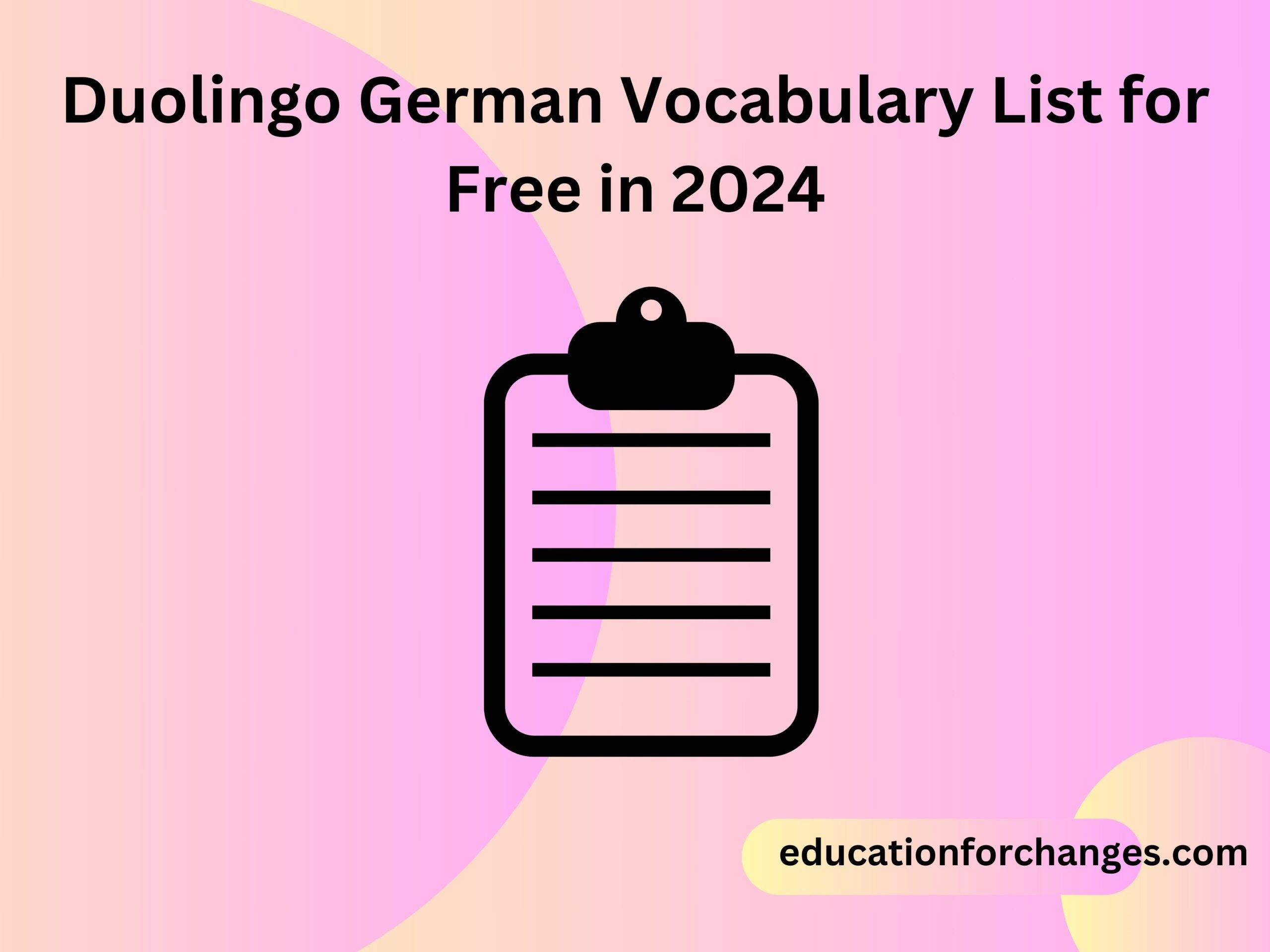 Duolingo German Vocabulary List for Free in 2024